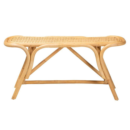 bali & pari Septa Modern Bohemian Natural Brown Rattan Accent Bench