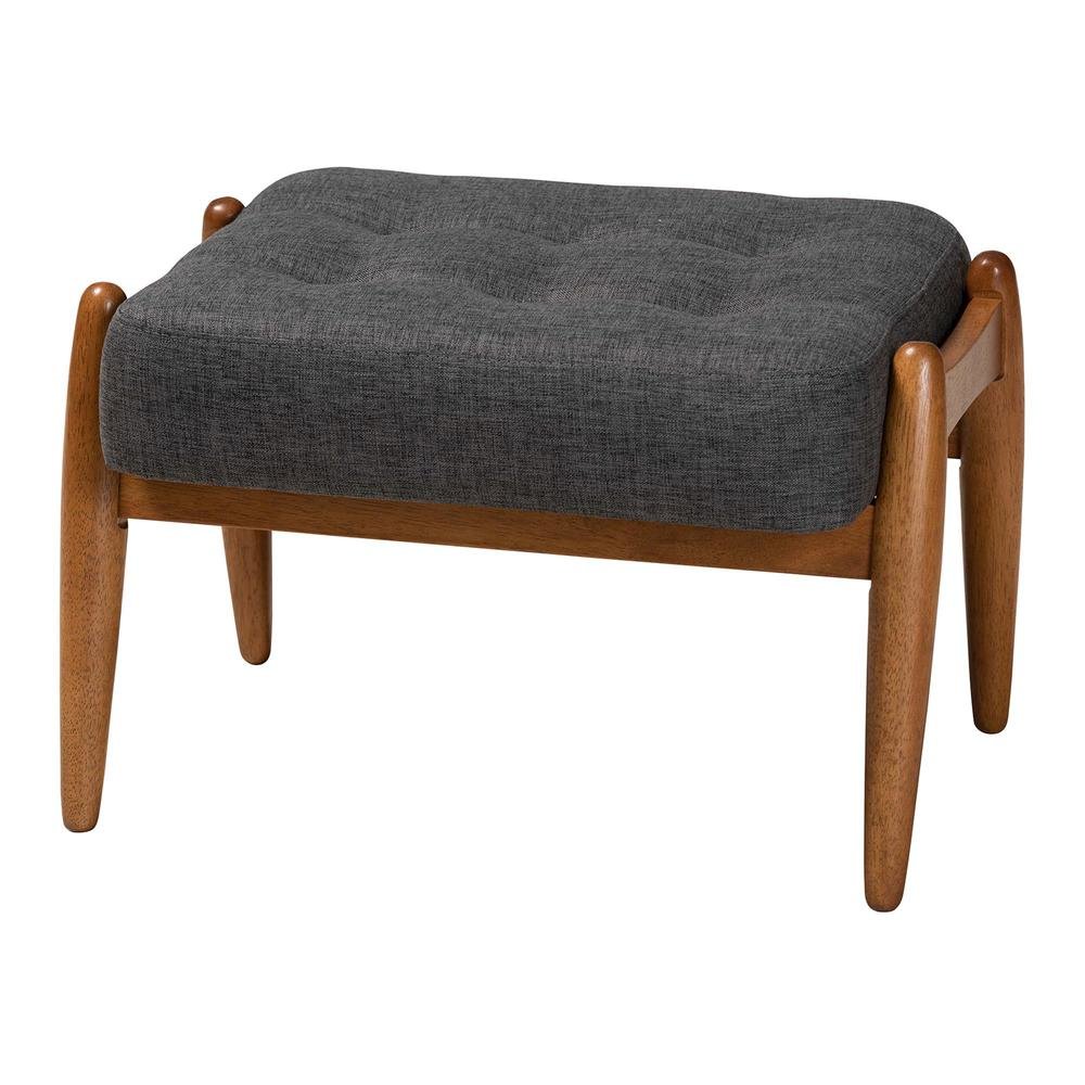 Walnut Brown Finished Wood Ottoman Footstool