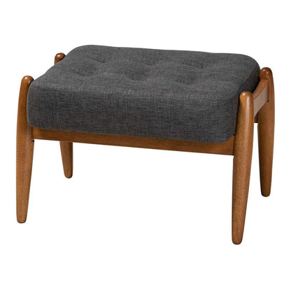 Walnut Brown Finished Wood Ottoman Footstool