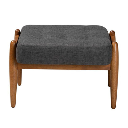 Walnut Brown Finished Wood Ottoman Footstool