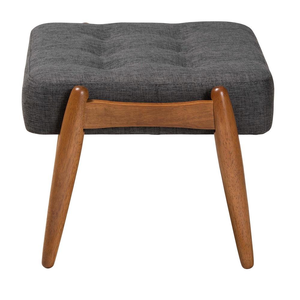 Walnut Brown Finished Wood Ottoman Footstool