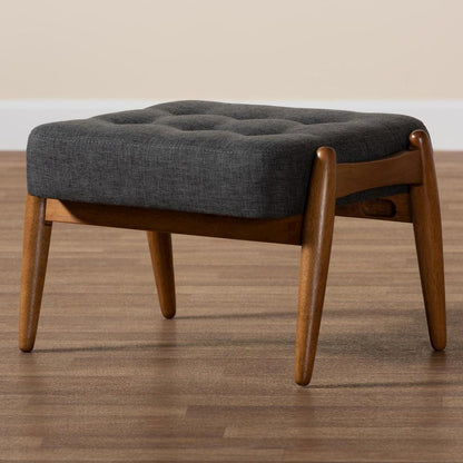 Walnut Brown Finished Wood Ottoman Footstool