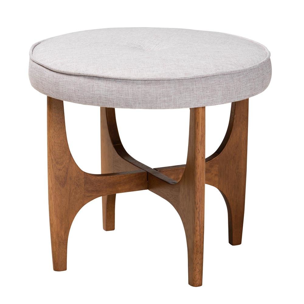 Walnut Brown Finished Wood Ottoman Footstool