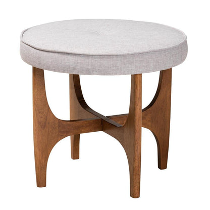 Walnut Brown Finished Wood Ottoman Footstool