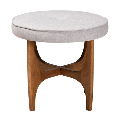 Walnut Brown Finished Wood Ottoman Footstool