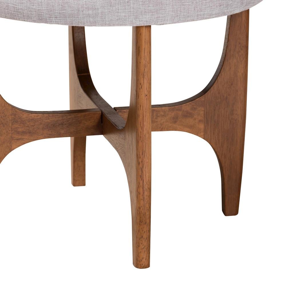 Walnut Brown Finished Wood Ottoman Footstool