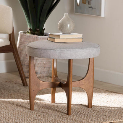 Walnut Brown Finished Wood Ottoman Footstool