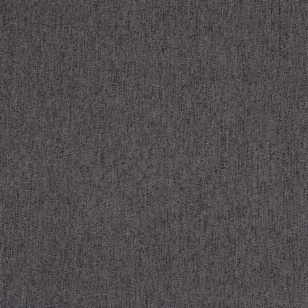 Dark Grey Fabric and Walnut Brown Finished Wood Ottoman