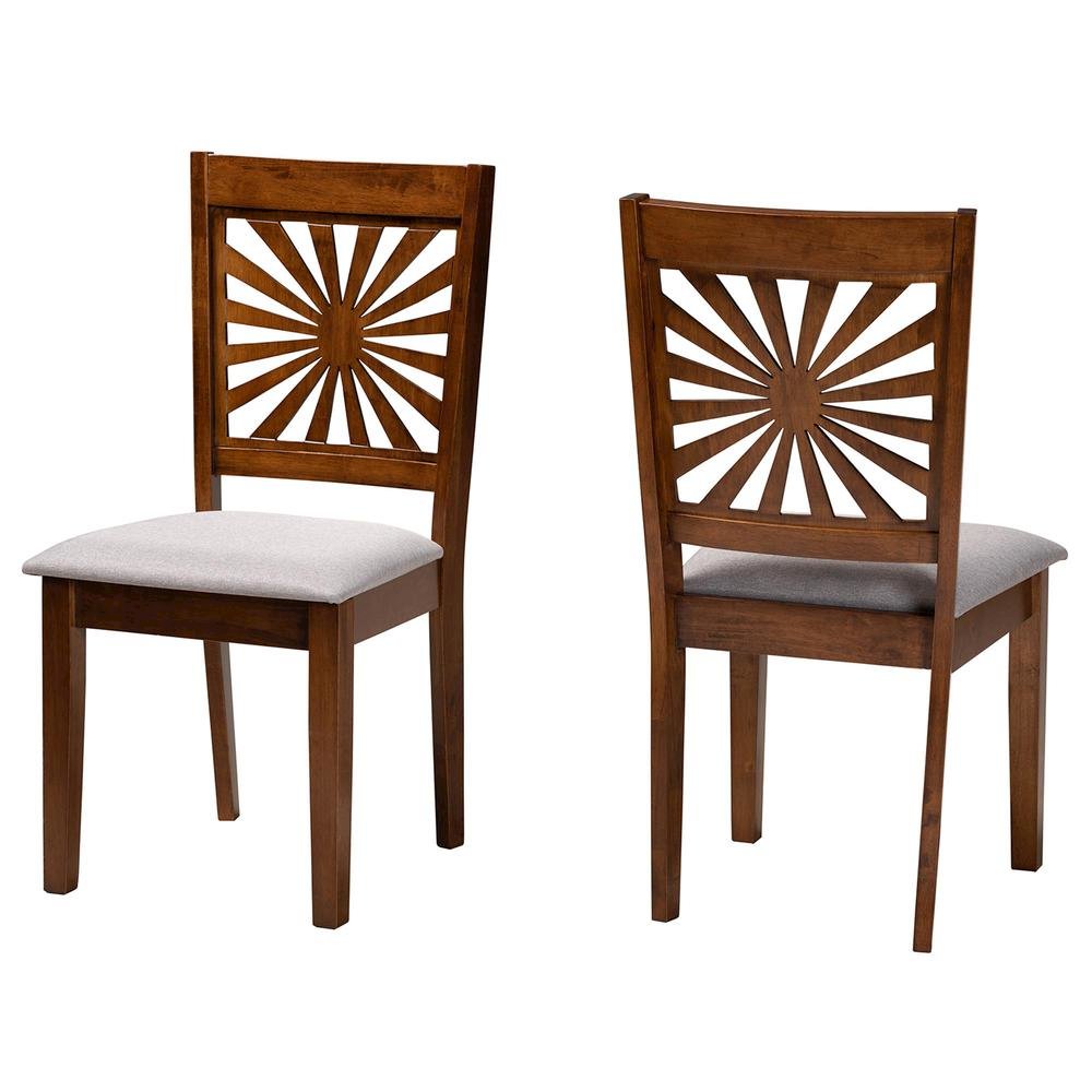 Olympia Modern Grey Fabric and Walnut Brown Finished Wood Dining Chair