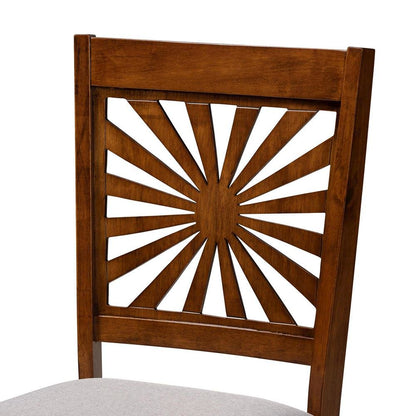 Olympia Modern Grey Fabric and Walnut Brown Finished Wood 7-Piece Dining Set