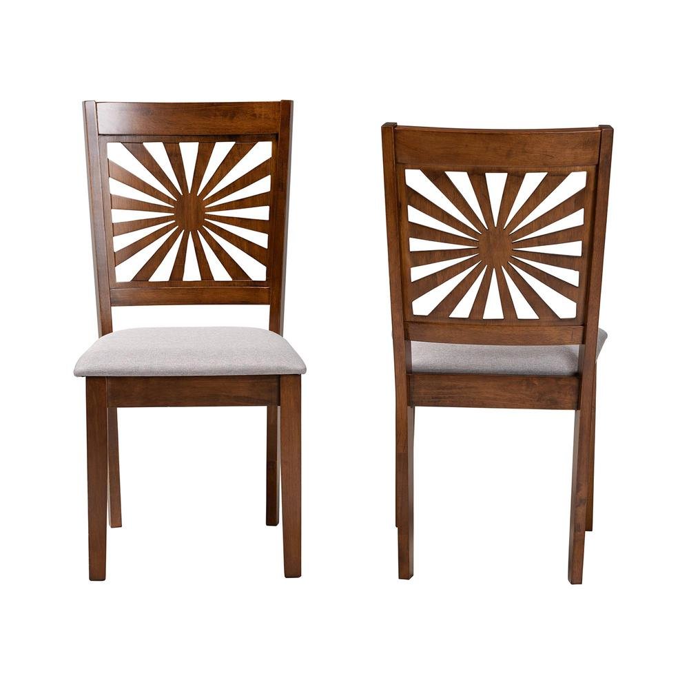 Olympia Modern Grey Fabric and Walnut Brown Finished Wood Dining Chair