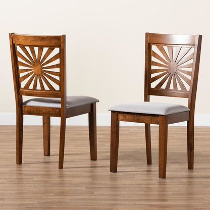Olympia Modern Grey Fabric and Walnut Brown Finished Wood Dining Chair