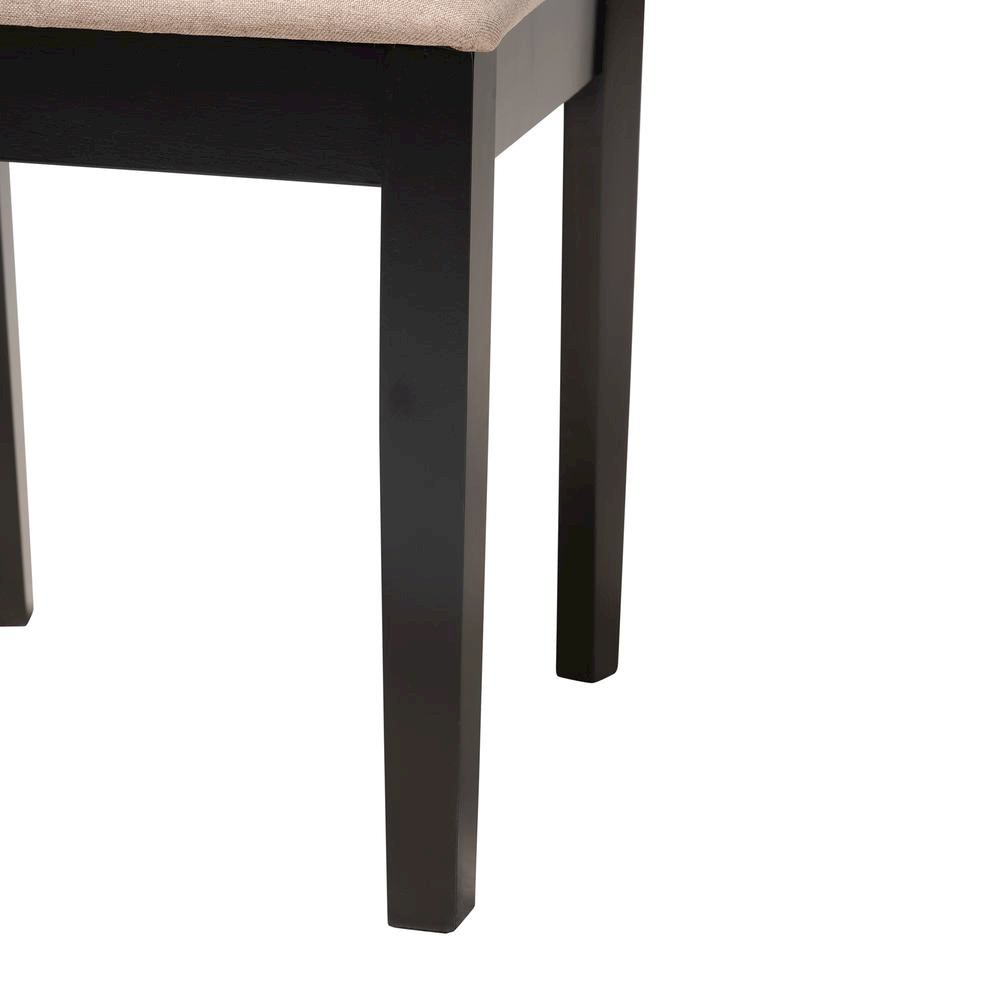 Genesis Modern Beige Fabric and Dark Brown Finished Wood 5-Piece Dining Set