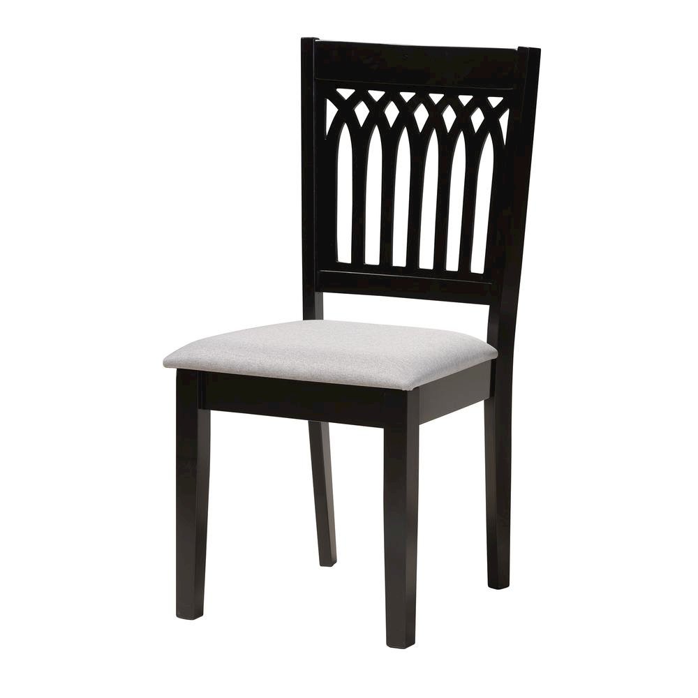 Genesis Modern Grey Fabric and Dark Brown Finished Wood 5-Piece Dining Set