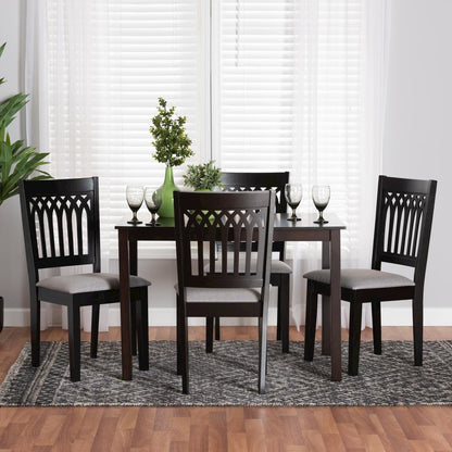 Genesis Modern Grey Fabric and Dark Brown Finished Wood 5-Piece Dining Set