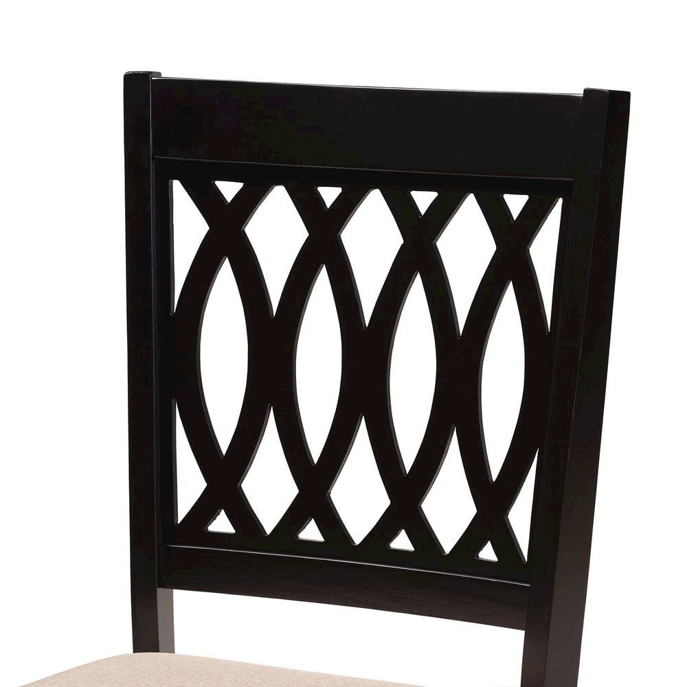 Beige Fabric and Espresso Brown Finished Wood 5-Piece Dining Set