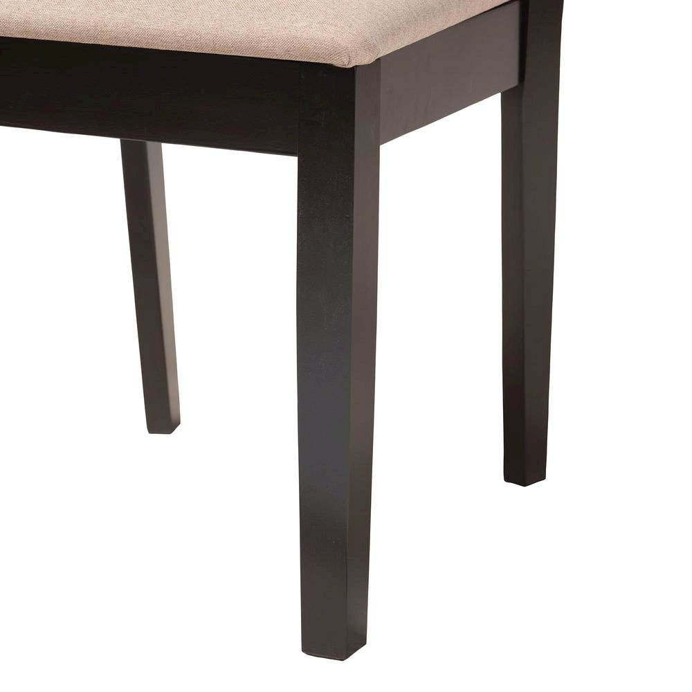 Beige Fabric and Espresso Brown Finished Wood 5-Piece Dining Set