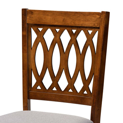 Florencia Modern Grey Fabric and Walnut Brown Finished Wood 5-Piece Dining Set