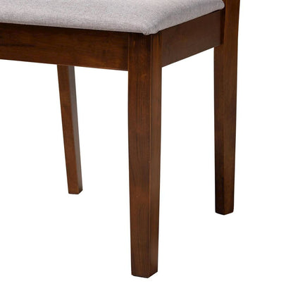 Florencia Modern Grey Fabric and Walnut Brown Finished Wood 5-Piece Dining Set