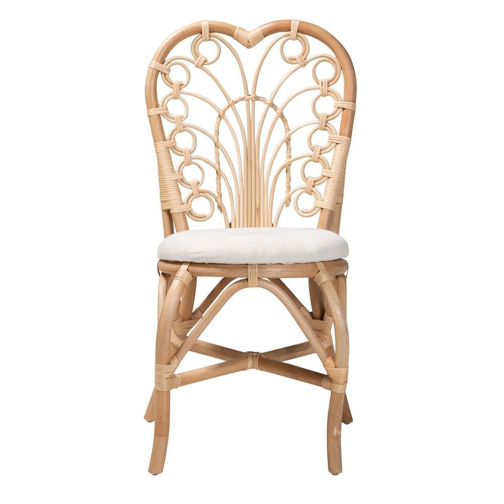 bali & pari Jerica Modern Bohemian Natural Brown Rattan Dining Chair