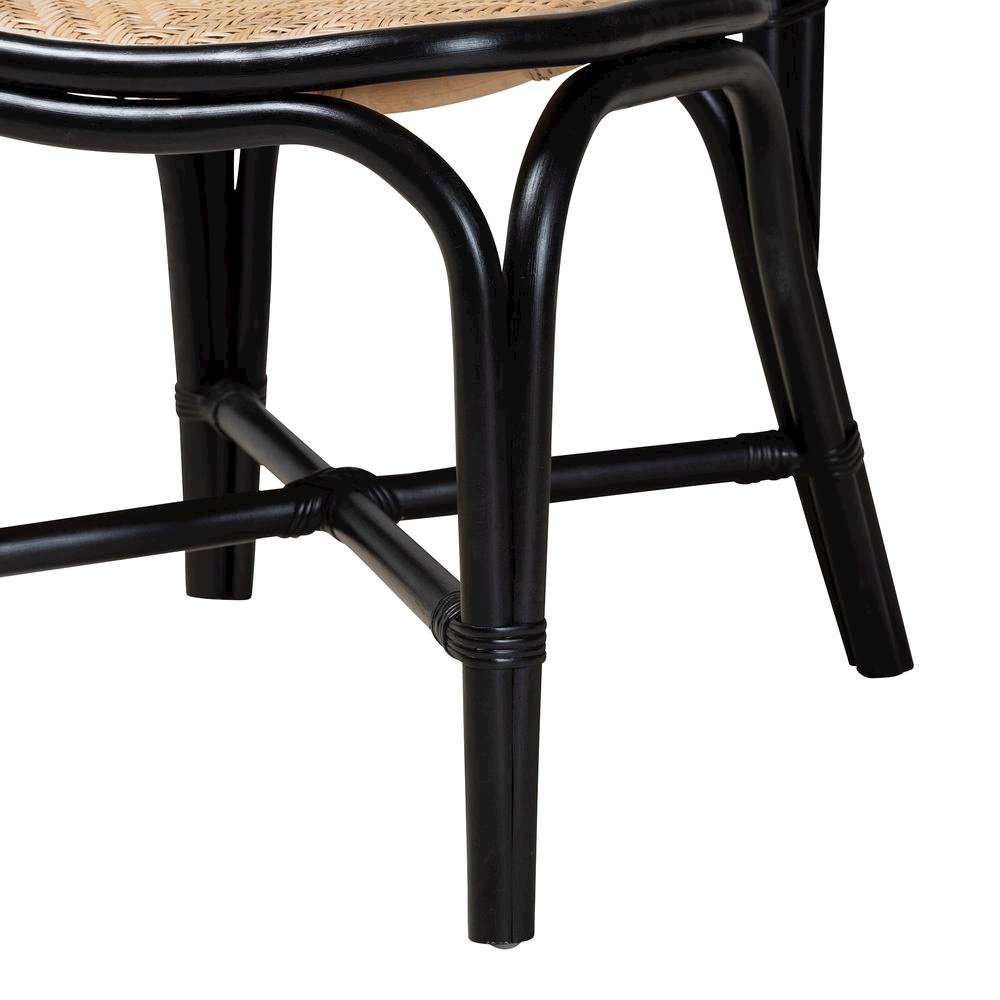 Two-Tone Black and Natural Brown Rattan Dining Chair