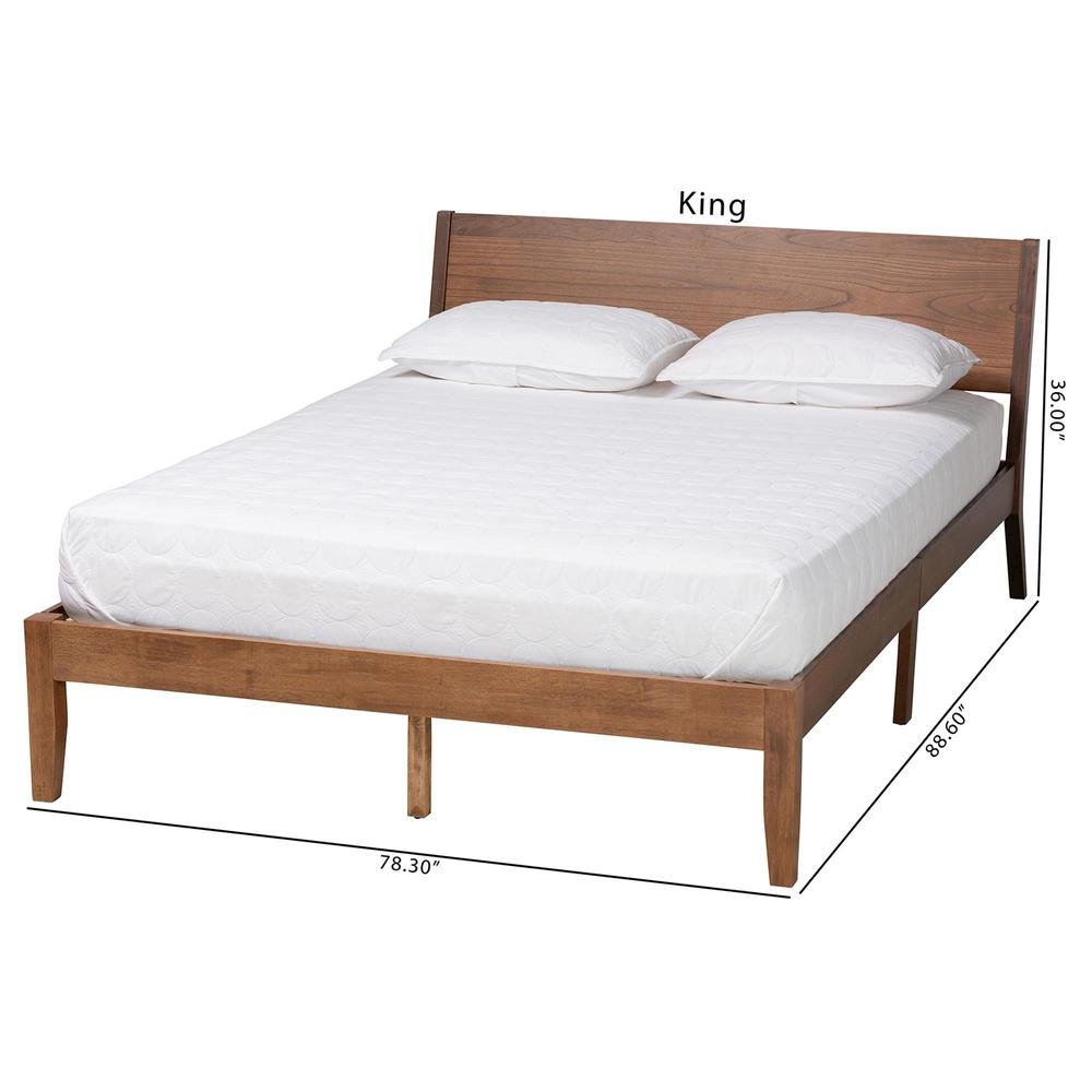 Salvatore Mid-Century Modern Walnut Brown Finished Wood Queen Size Platform Bed