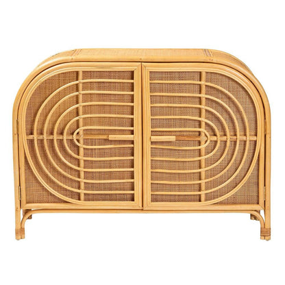 bali & pari Ovalet Modern Bohemian Natural Brown Rattan 2-Door Sideboard