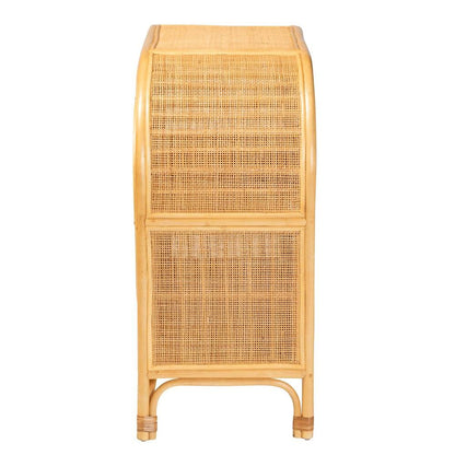 bali & pari Ovalet Modern Bohemian Natural Brown Rattan 2-Door Sideboard