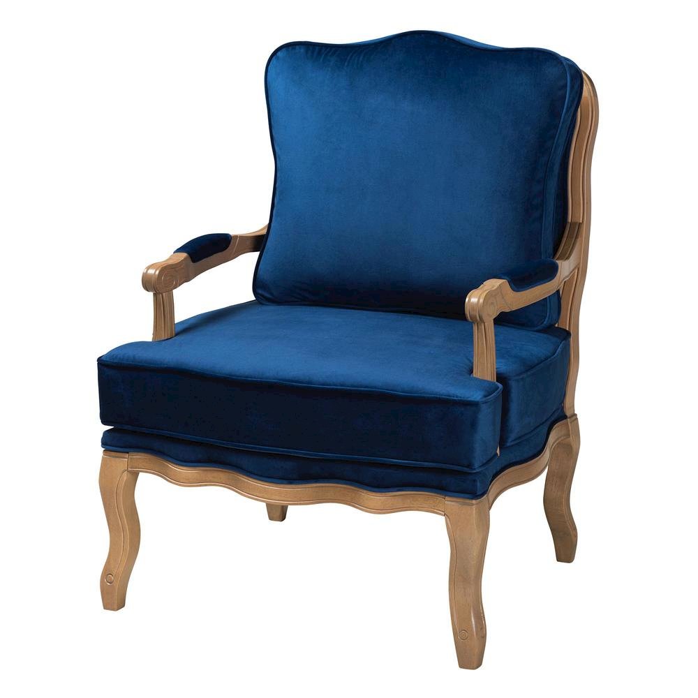 French Oak Brown Finished Wood Accent Chair