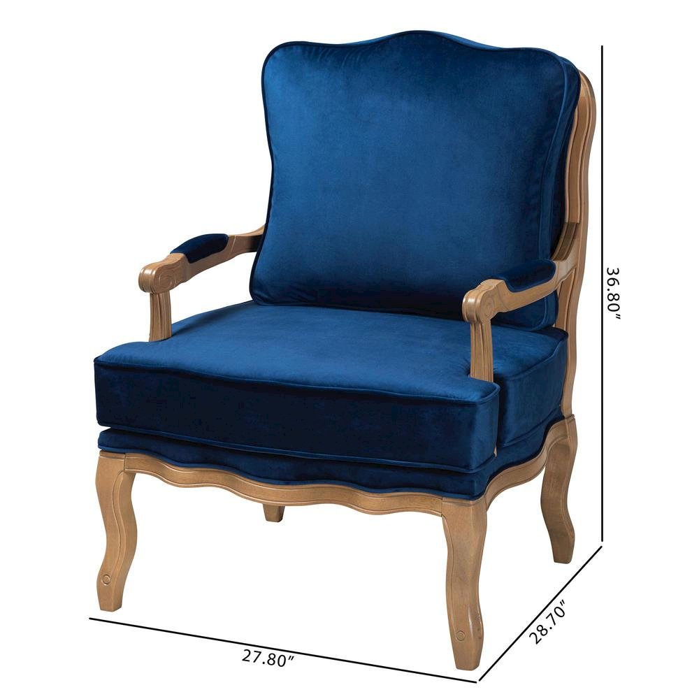 French Oak Brown Finished Wood Accent Chair