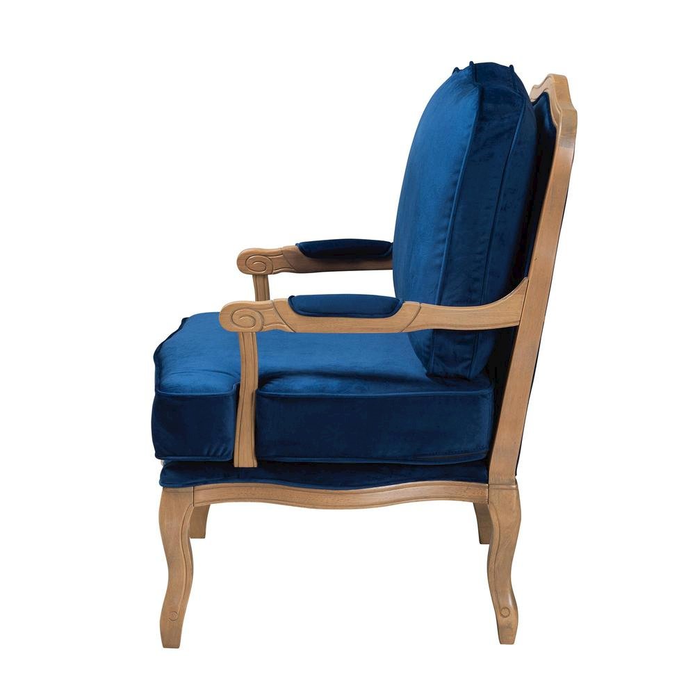 French Oak Brown Finished Wood Accent Chair