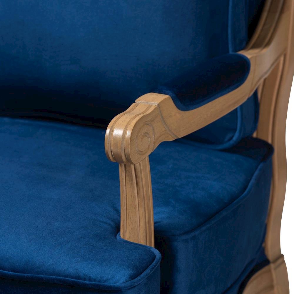 French Oak Brown Finished Wood Accent Chair