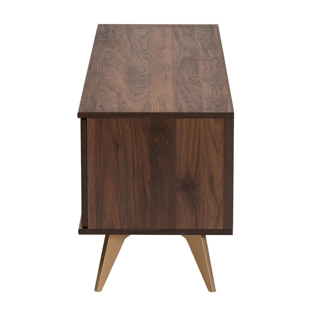 Transitional Walnut Brown Finished Wood 2-Door TV Stand