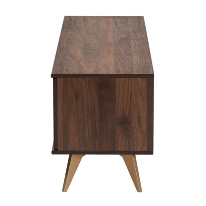 Transitional Walnut Brown Finished Wood 2-Door TV Stand