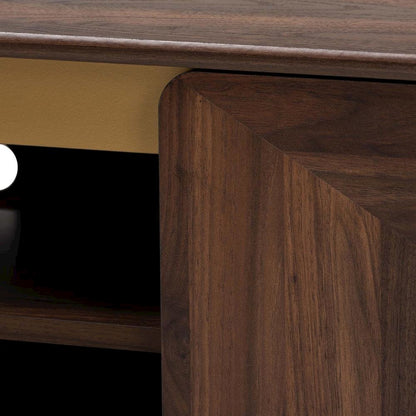 Transitional Walnut Brown Finished Wood 2-Door TV Stand