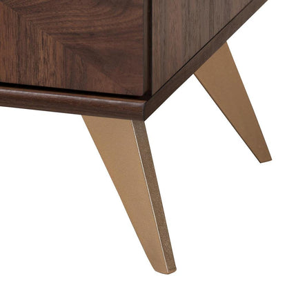 Transitional Walnut Brown Finished Wood 2-Door TV Stand