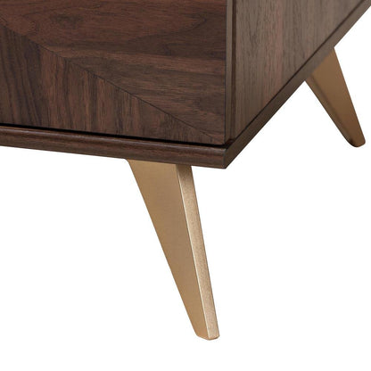 Transitional Walnut Brown Finished Wood 2-Drawer Coffee Table