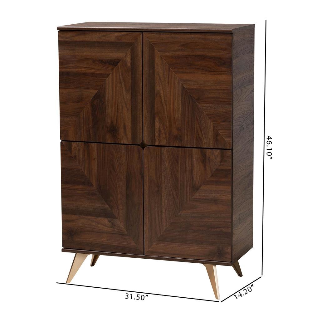 Transitional Walnut Brown Finished Wood Shoe Cabinet