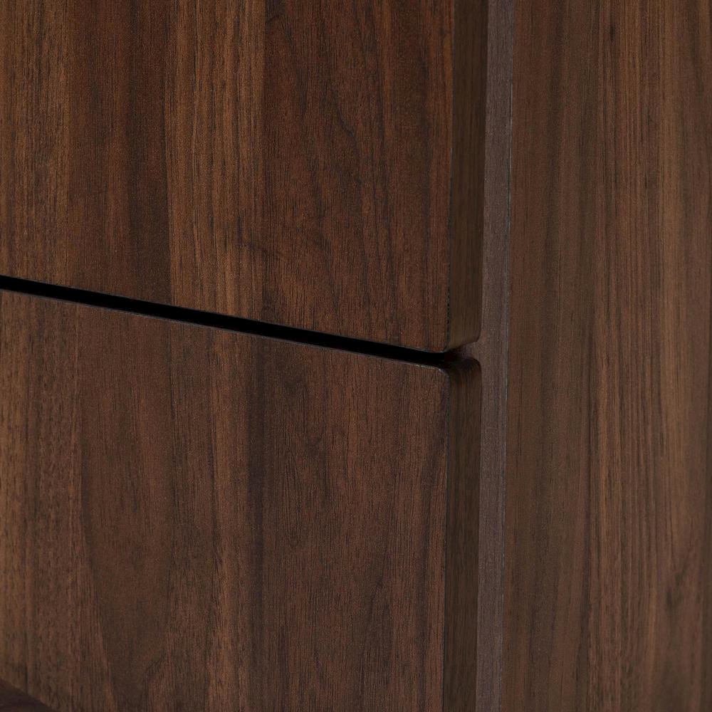 Transitional Walnut Brown Finished Wood 2-Drawer Nightstand