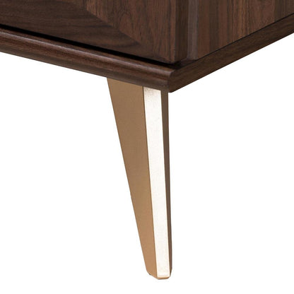 Transitional Walnut Brown Finished Wood 2-Drawer Nightstand