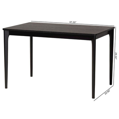 Baxton Studio Sherwin Mid-Century Modern Black Finished Wood Dining Table