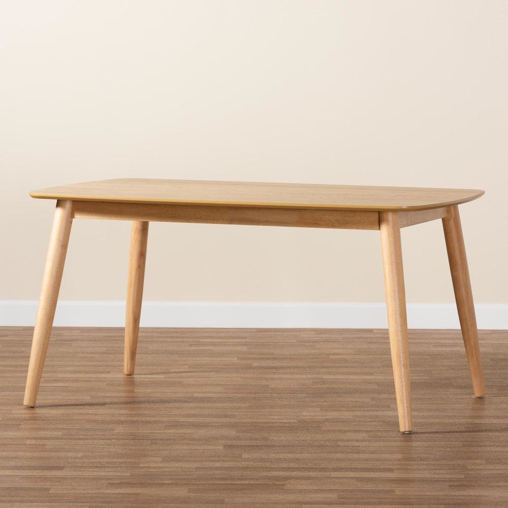 Baxton Studio Flora Mid-Century Modern Natural Oak Finished Wood Dining Table