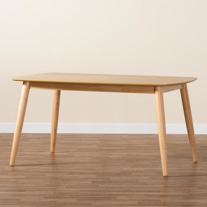 Baxton Studio Flora Mid-Century Modern Natural Oak Finished Wood Dining Table
