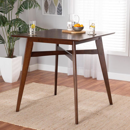 Leena Mid-Century Modern Walnut Brown Finished Wood Counter Height Pub Table
