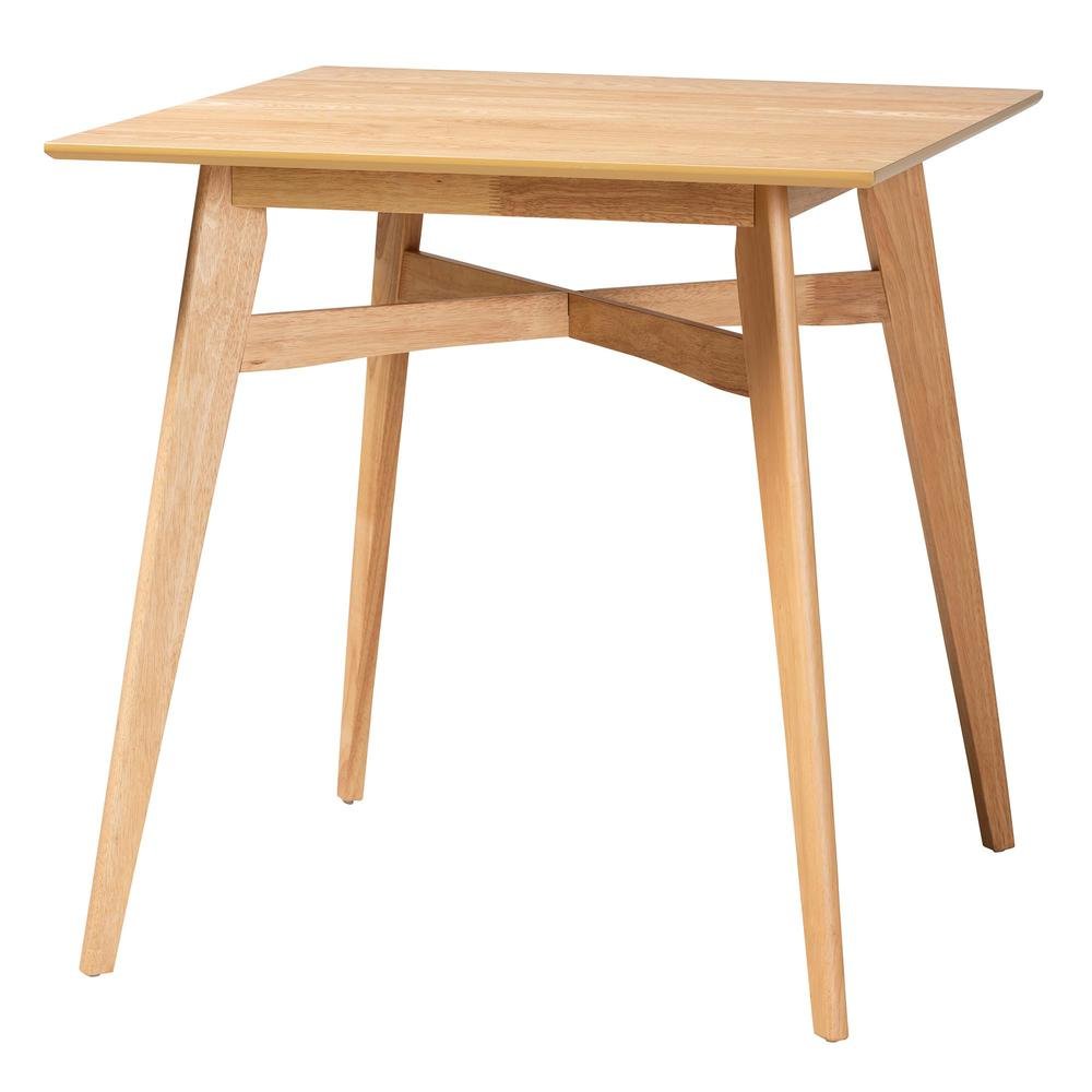 Leena Mid-Century Modern Natural Oak Finished Wood Counter Height Pub Table