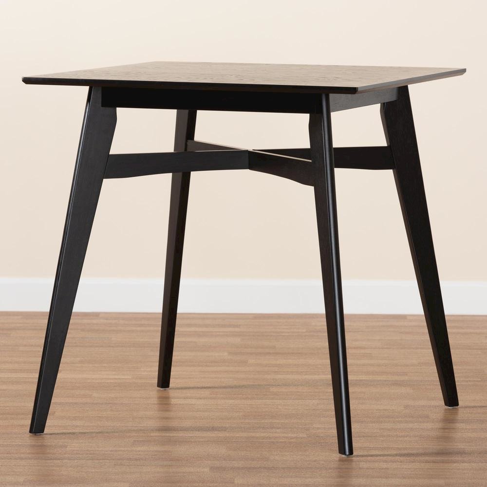 Leena Mid-Century Modern Black Finished Wood Counter Height Pub Table