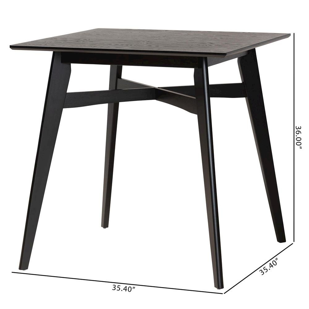 Leena Mid-Century Modern Black Finished Wood Counter Height Pub Table