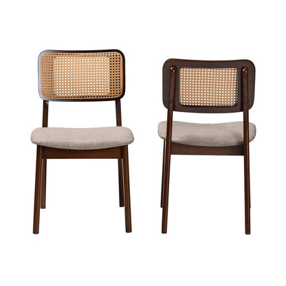 Grey Fabric and Walnut Brown Finished Wood 2-Piece Dining Chair Set