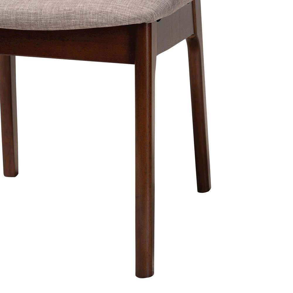 Grey Fabric and Walnut Brown Finished Wood 2-Piece Dining Chair Set