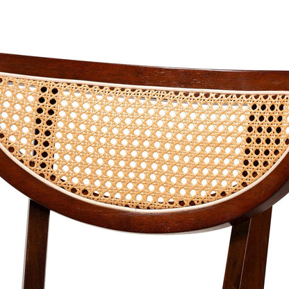 Grey Fabric and Walnut Brown Finished Wood Dining Chair